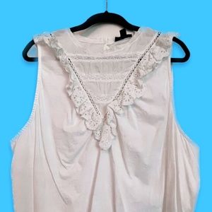 Eyelet Ruffle-front Tank - J Crew - White - Women's Plus 3X